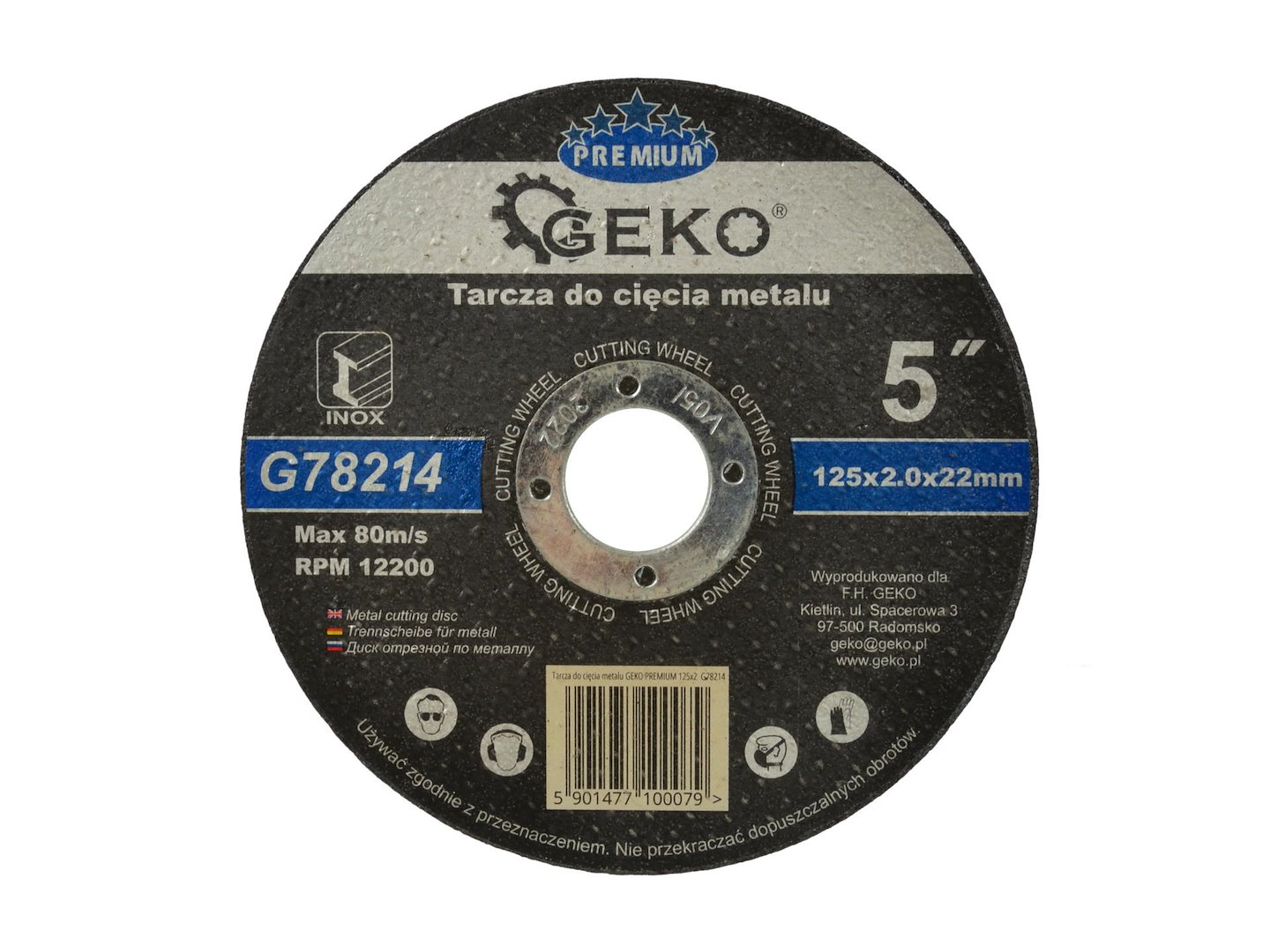 Řezací kotouč GEKO PREMIUM 125x2 Inox – celkový pohled