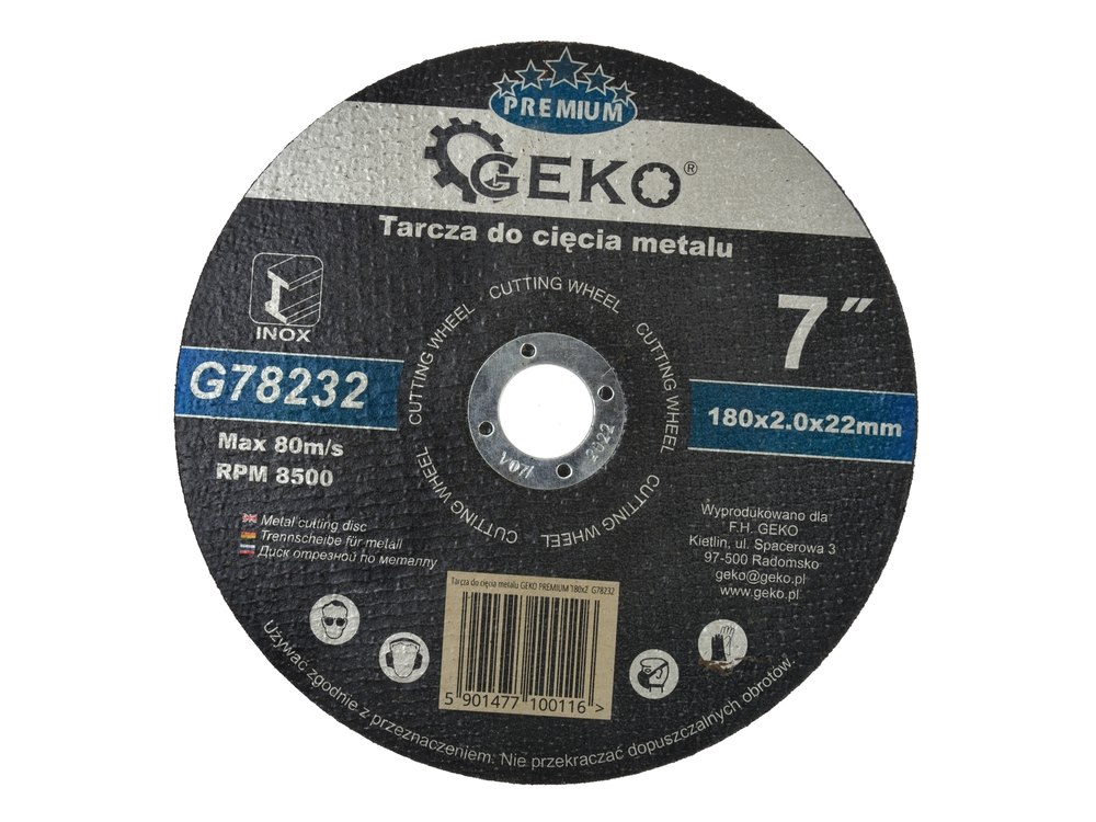 Řezací kotouč GEKO PREMIUM 180x2 Inox – pohled na kotouč