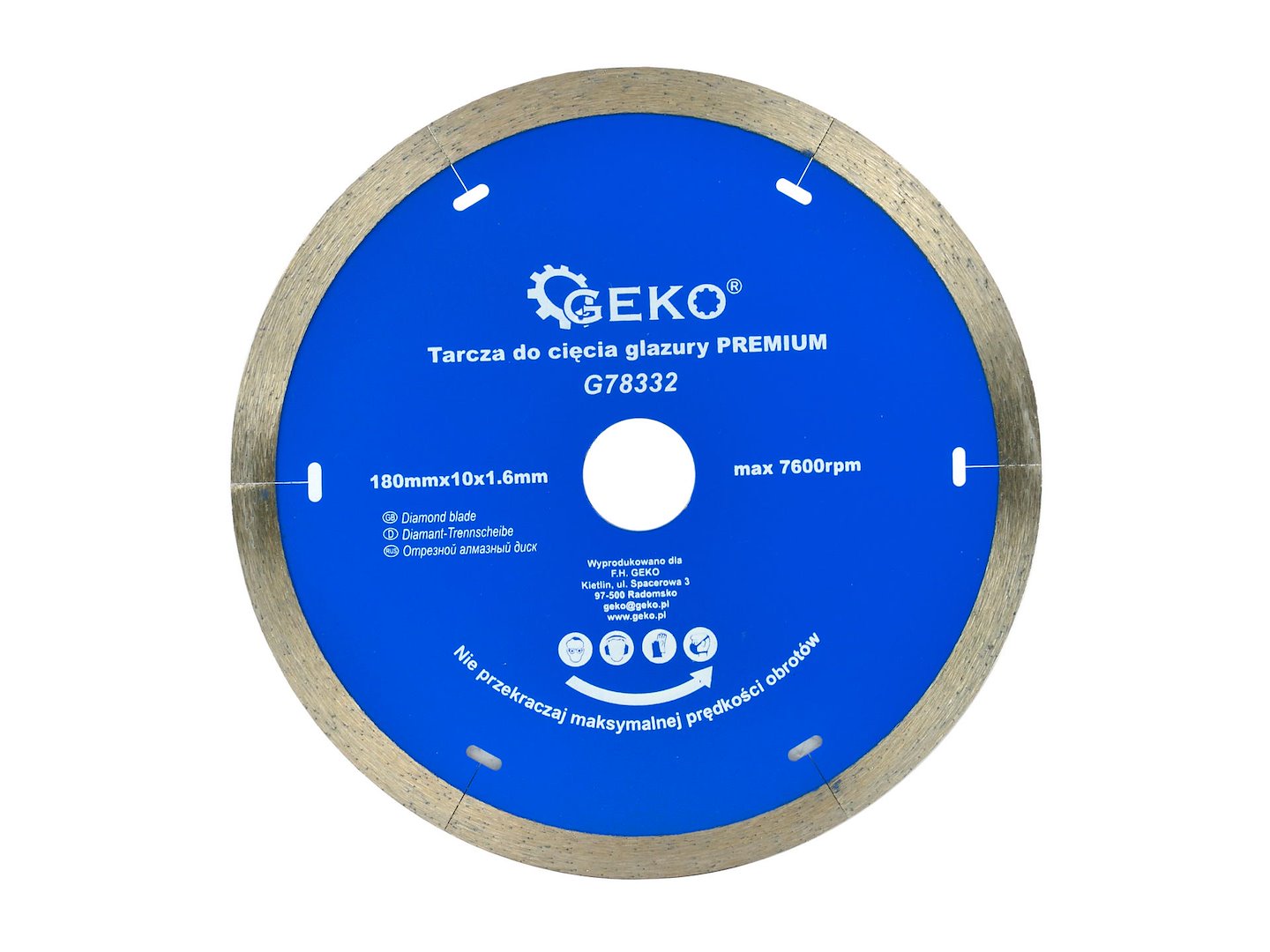 Kotouč na řezání dlaždic 180 mm Geko PREMIUM – celkový pohled