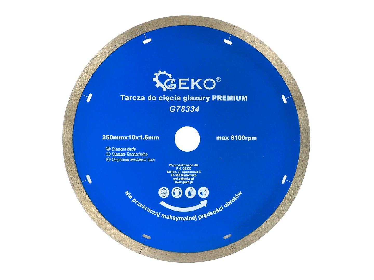 Řezací kotouč na dlaždice 250 mm PREMIUM – celkový pohled