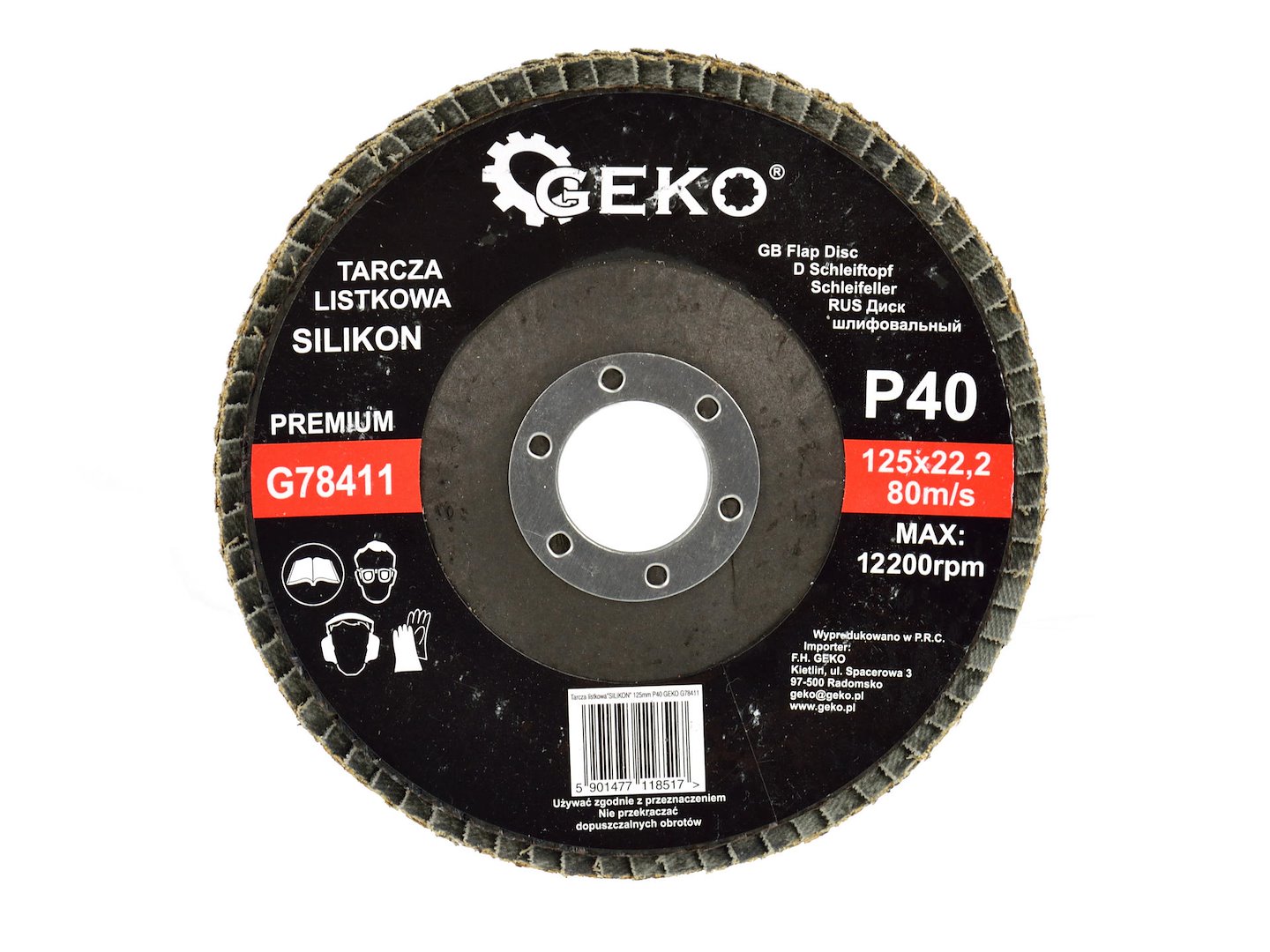 Listový kotouč SILIKON 125 mm P40 GEKO PREMIUM – celkový pohled