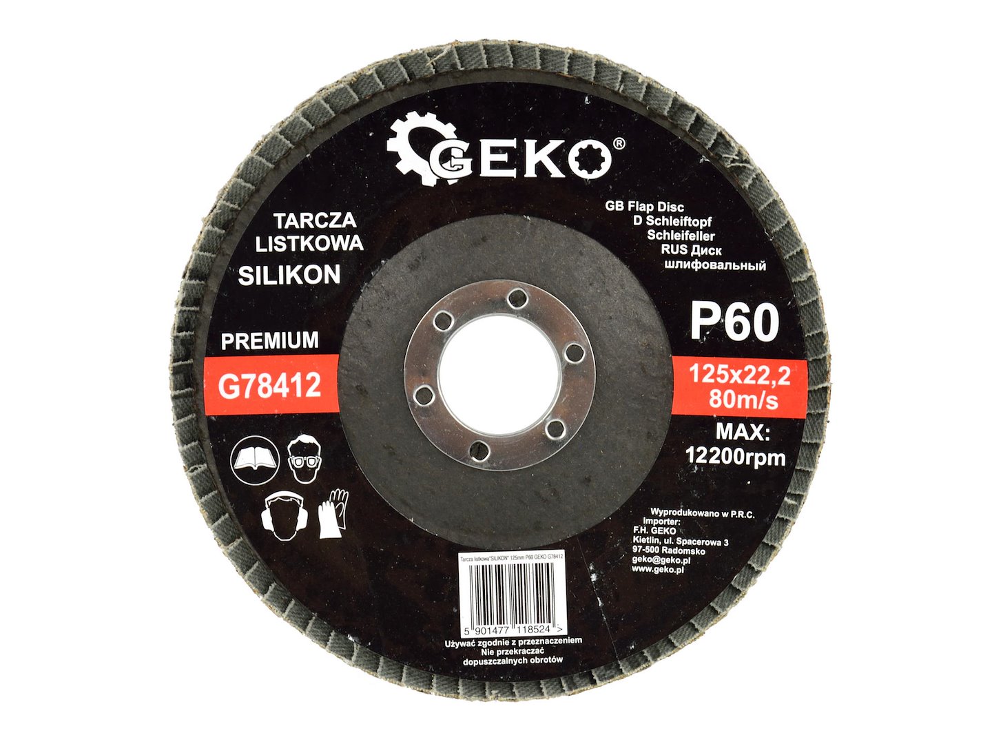 Listový kotouč Silikon 125 mm P60 Geko Premium – celkový pohled