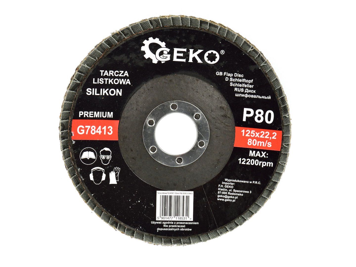 Listový kotouč Silikon 125 mm P80 Geko Premium – celkový pohled