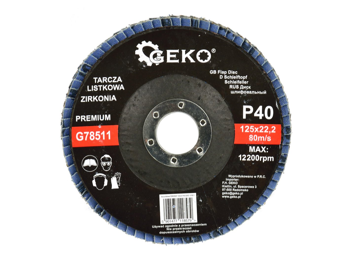 Lamelový kotouč Cyrkon 125 mm P40 Geko PREMIUM – celkový pohled