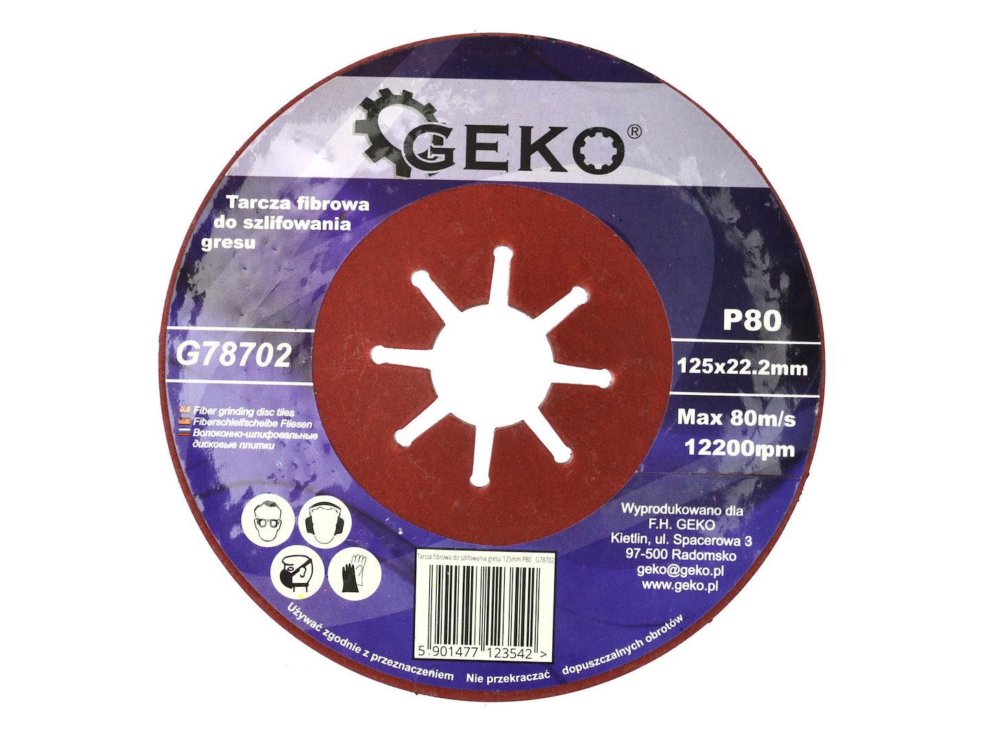 Fibrobrusný kotouč Geko 125 mm P80 – celkový pohled
