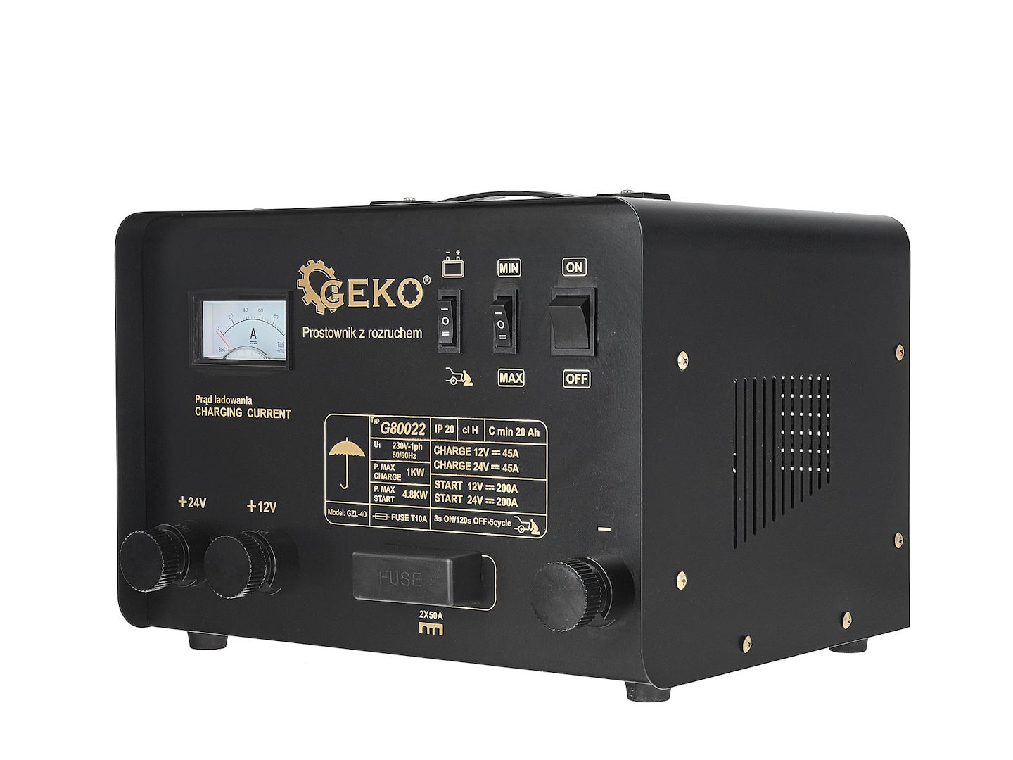 Nabíjecí zdroj Geko G80022 – pohled zboku