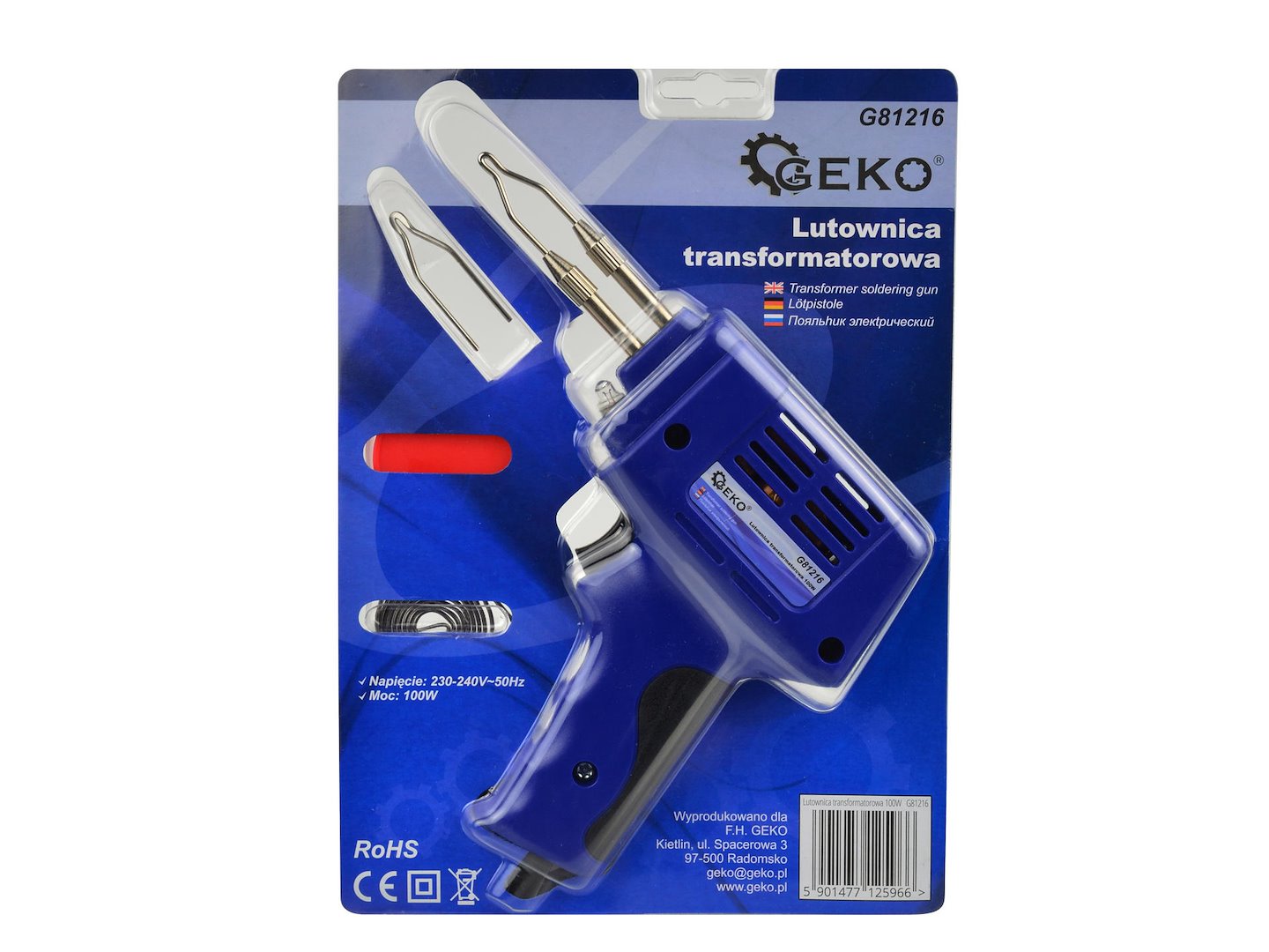 Transformátorová páječka 100 W – náhradní díl / samostatný produkt Geko G81216 5