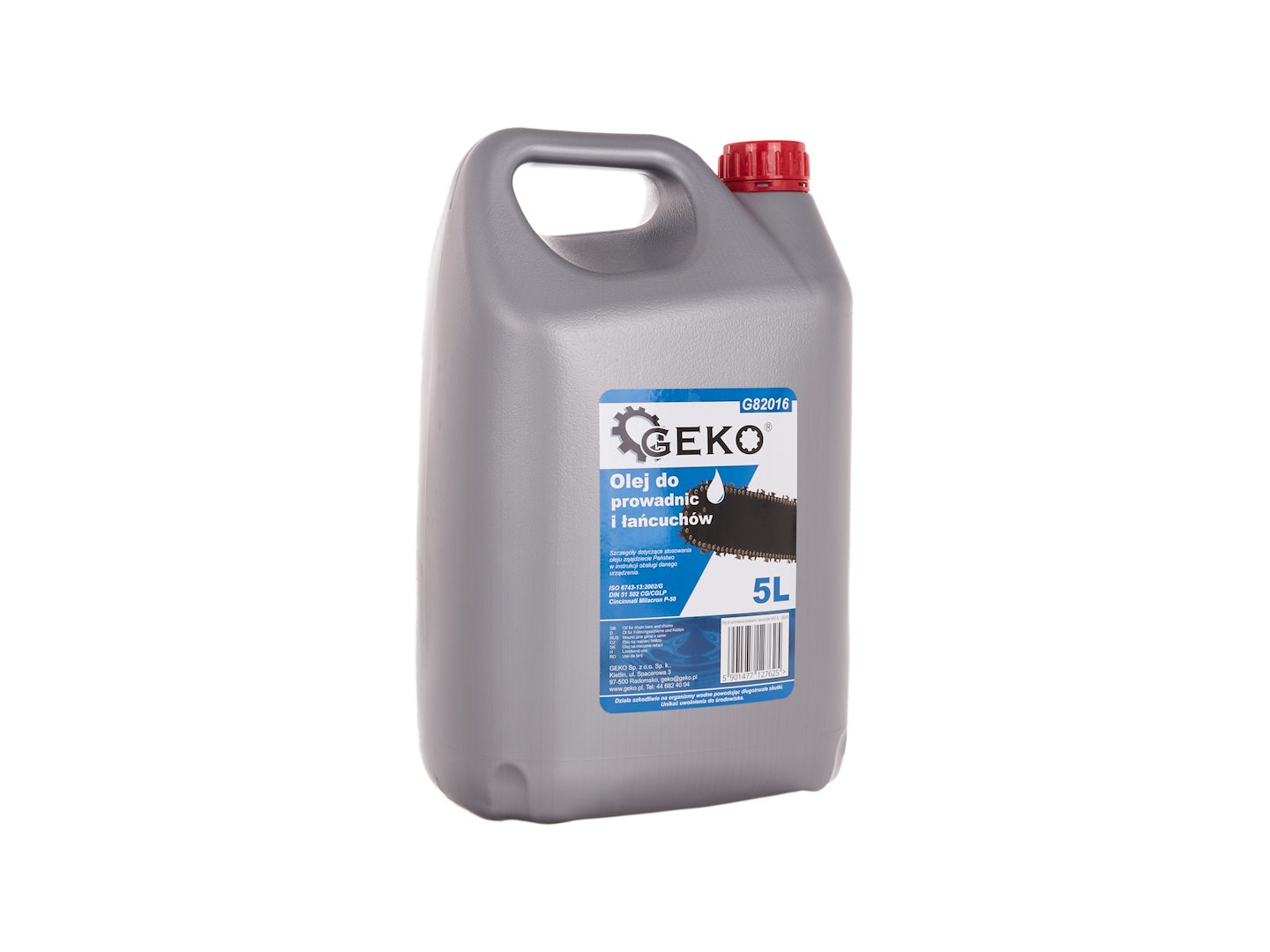 Olej na mazání vodítek a řetězů GEKO 5 l – detail produktu
