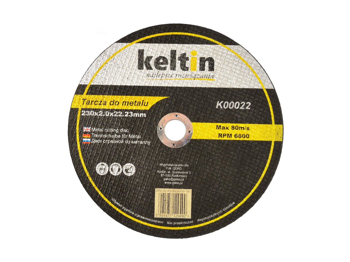 Kotouč na řezání kovů 230x2,0 mm KELTIN – celkový pohled na kotouč