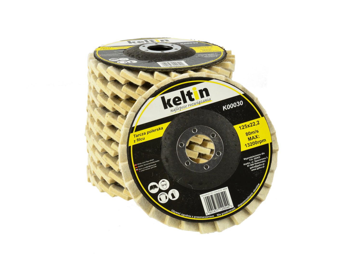 Lešticí kotouč z filcu 125 mm KELTIN – pohled zepředu
