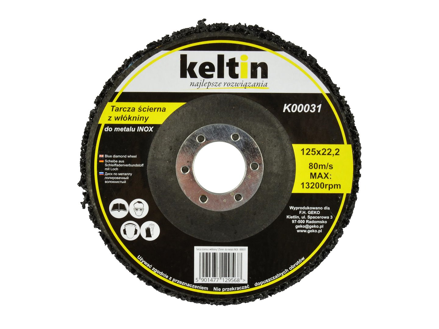 Brusný kotouč z netkané textilie 125 mm na kov INOX – celkový pohled
