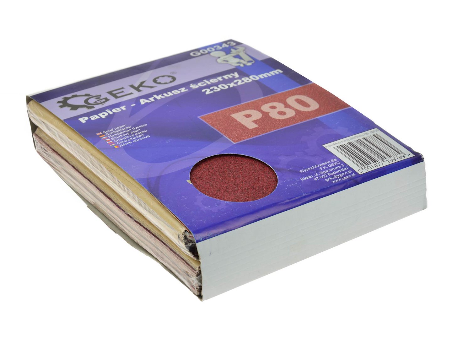 Brusný list Geko 230x280 mm P80 – detail brusného povrchu a zrnitosti