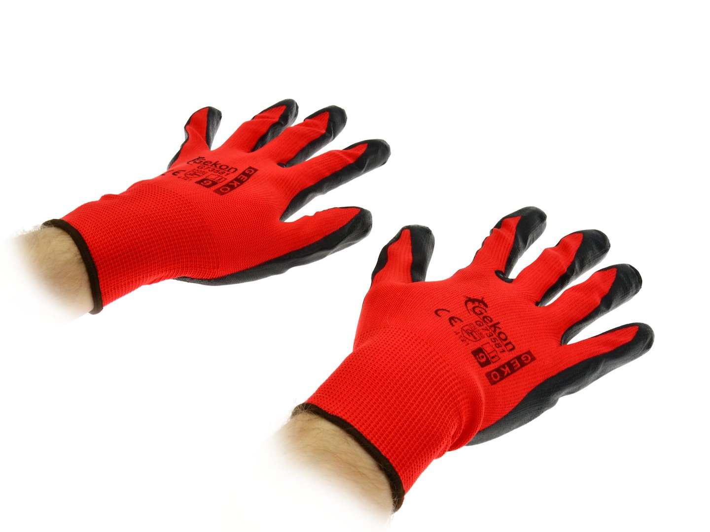 Ochranné rukavice GEKO RED Nitryl r.9 – pohled na rukavici