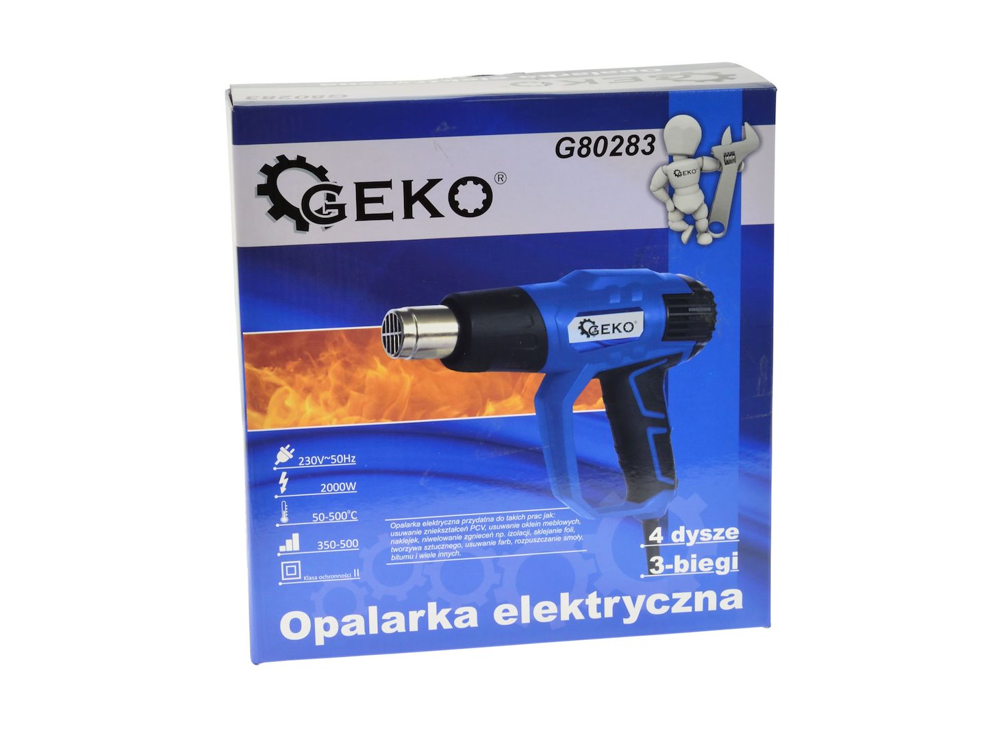 Elektrická horkovzdušná pistole 2000 W, 3 rychlosti + trysky (10) 7