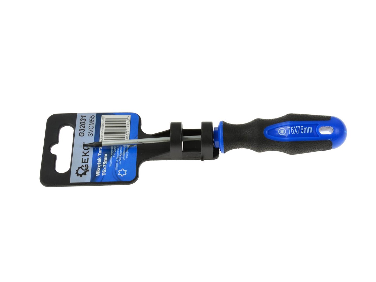 Šroubovák Torx T6 75 mm Geko – detail rukojeti a hrotu