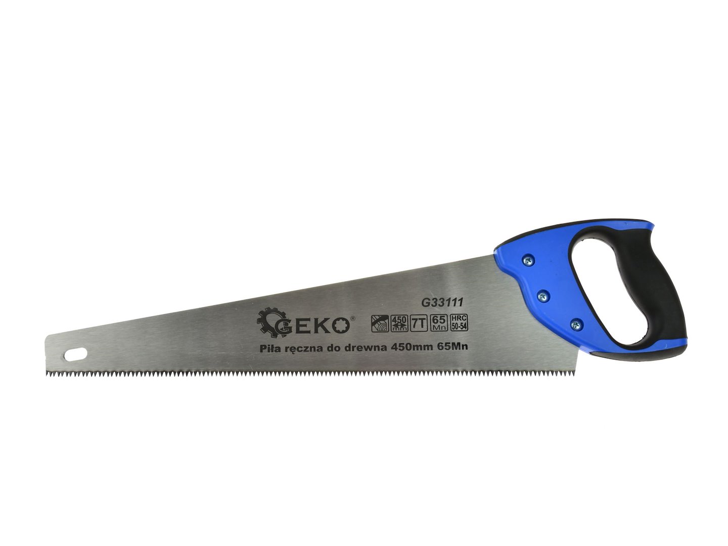 Ruční pila na dřevo 450 mm 65Mn GEKO – celkový pohled