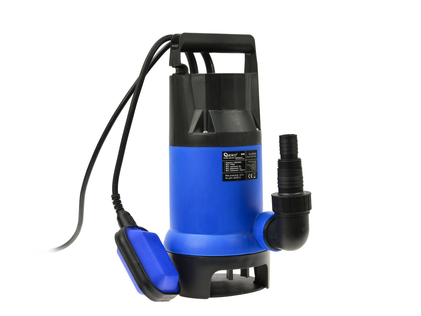 Plastové kalové čerpadlo Geko 750 W BIG – celkový pohled