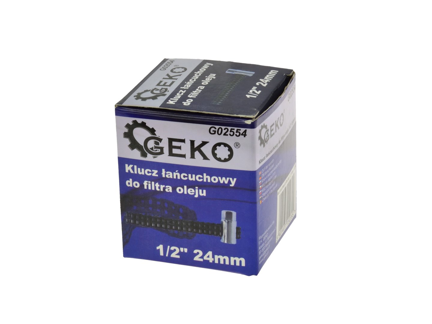 Řetězový klíč na olejový filtr Geko – použití na filtru