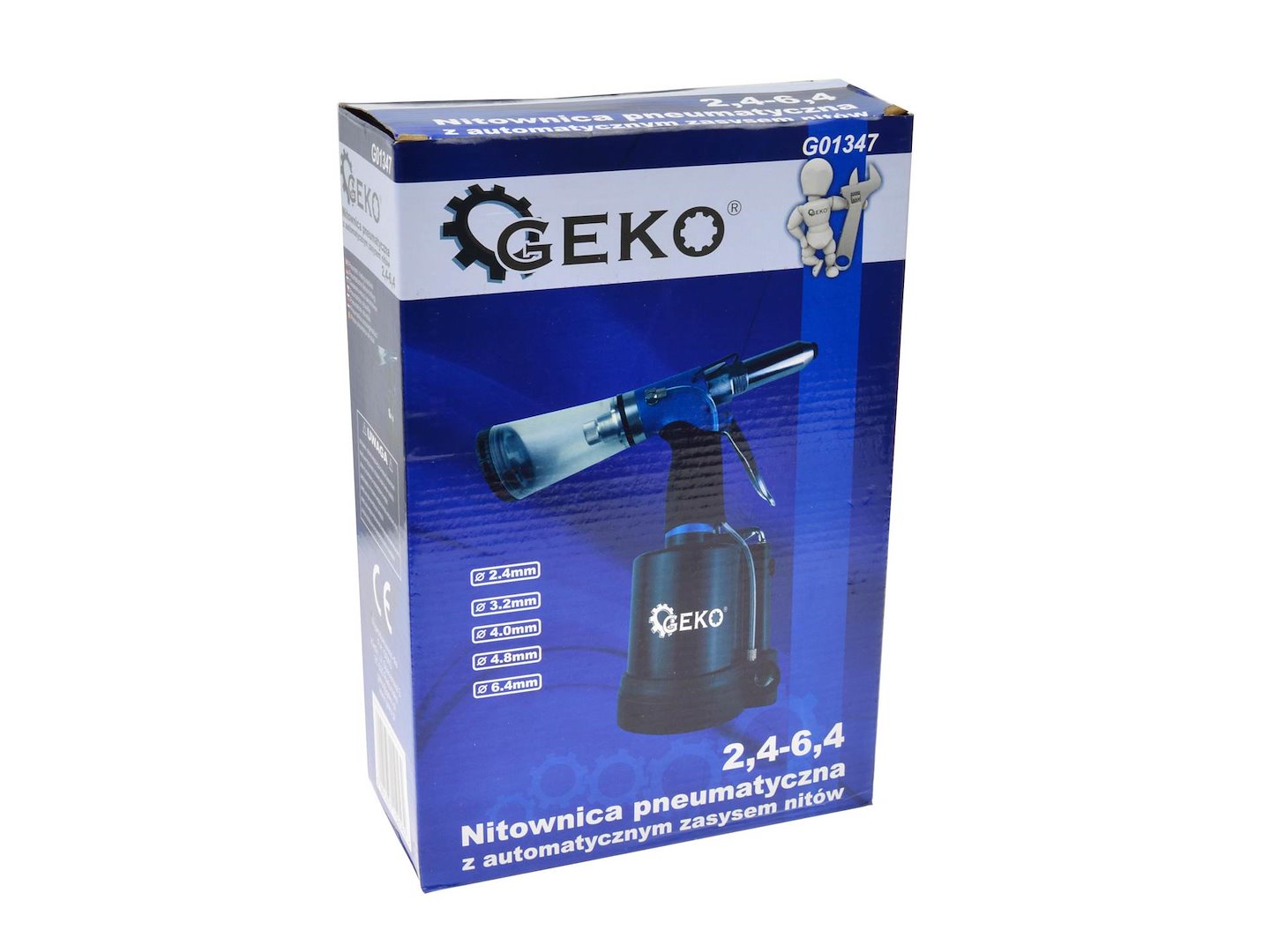 Pneumatická nýtovačka s automatickým nasáváním nýtů 2,4–6,4 mm Geko 7