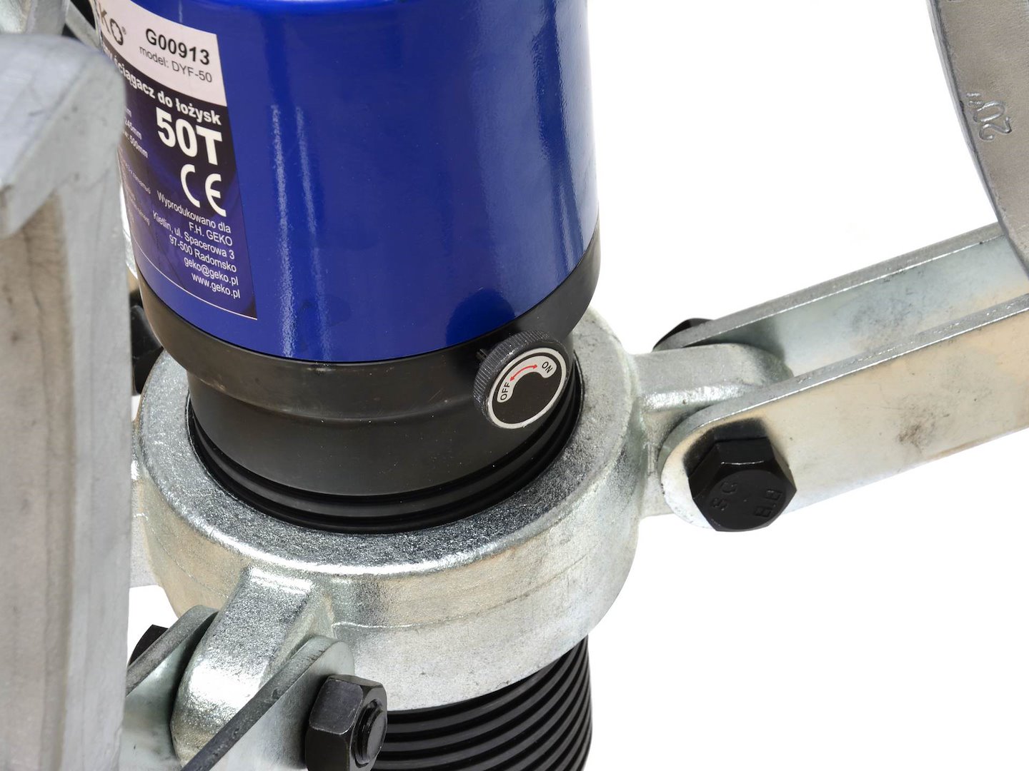 Hydraulický stahovák ložisek 50T Geko – detail čelistí a háků