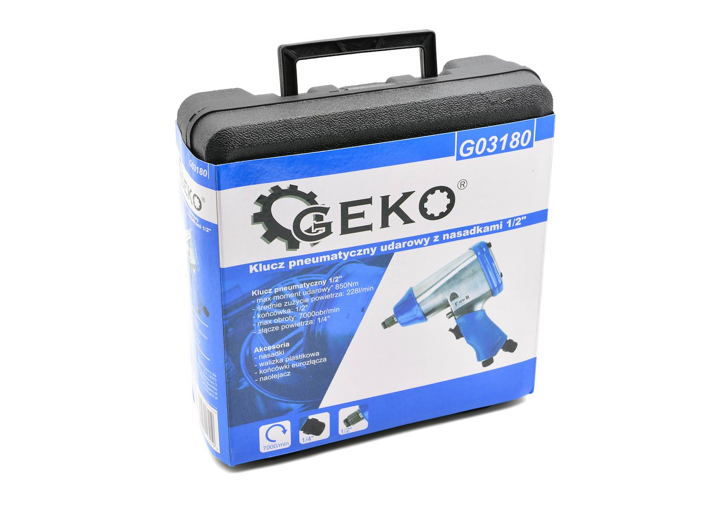 Pneumatický rázový klíč s nasadkami 1/2" – sada 5 kusů nasadek | Geko 8