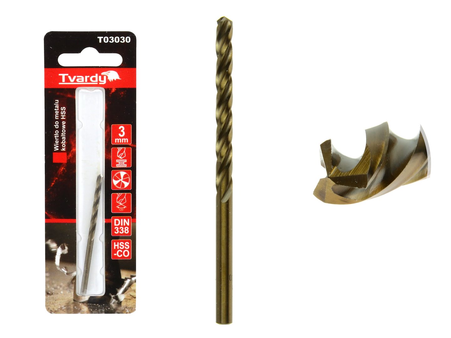 Kobaltový vrták HSS M35 3 mm – celkový pohled