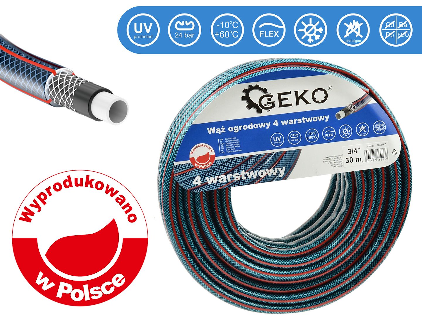 Zahradní hadice 4vrstvá 3/4" 30 m GEKO NEW (60) 1