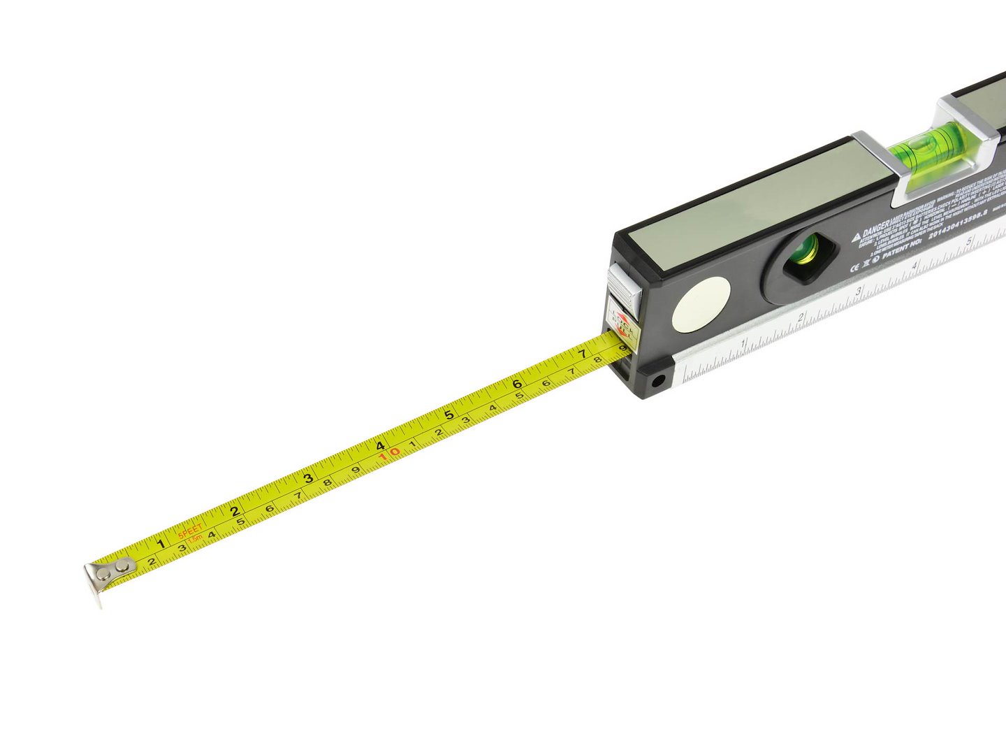 Laserová vodováha Geko s osvětlením a měřítkem 1,5 m – křížový laser, 3 libely, měřicí páska 8