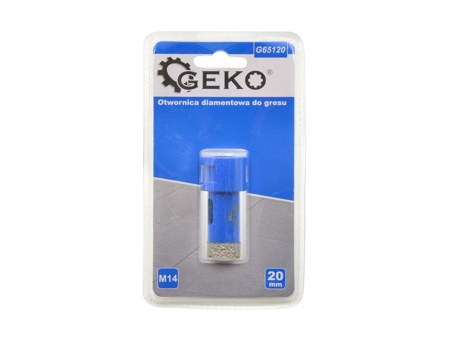 Diamantová děrovačka Geko 20 mm M14 – pohled zepředu