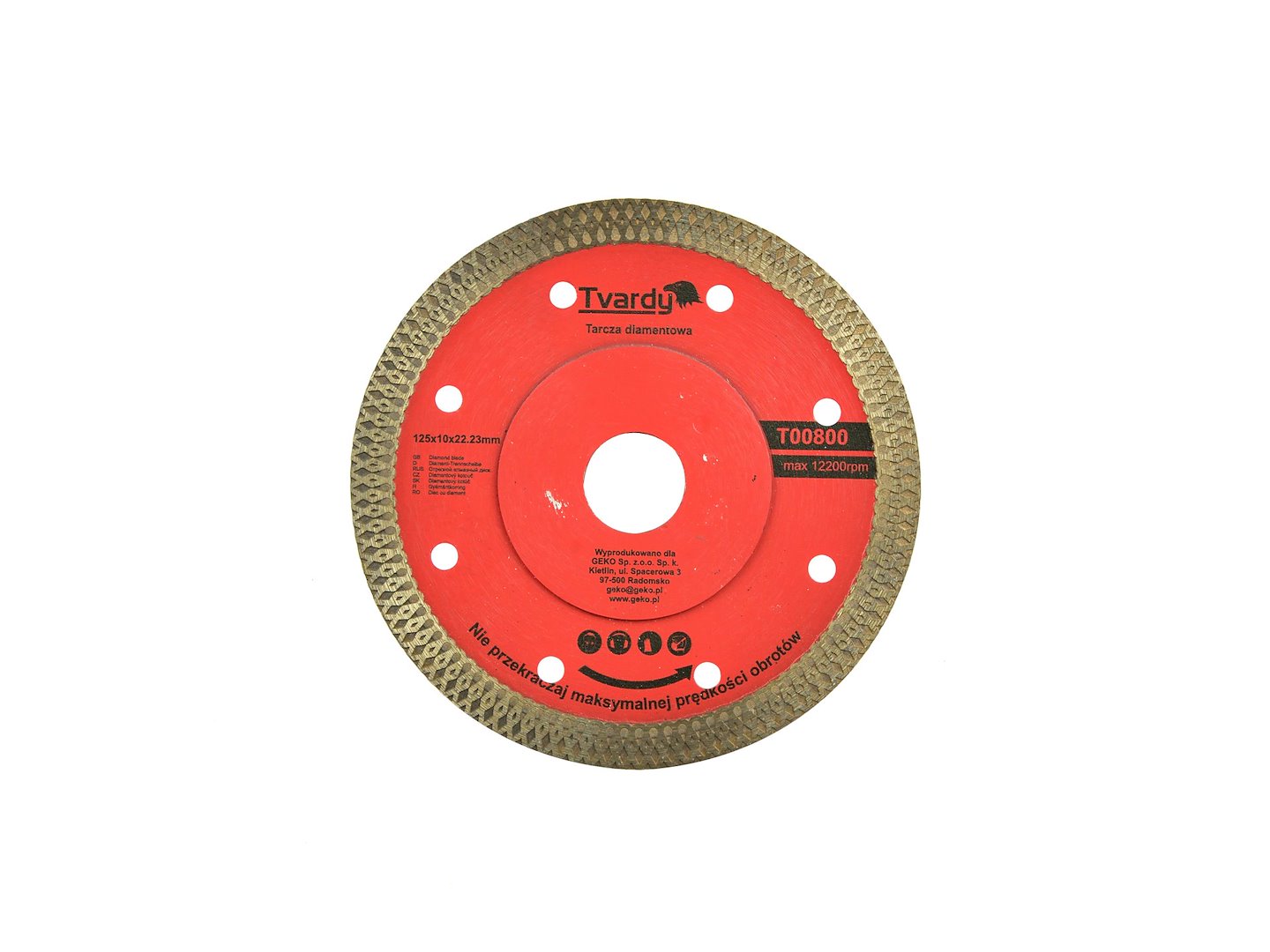 Diamantový kotouč Geko PROFI 125x10x22,23 mm – pohled zepředu